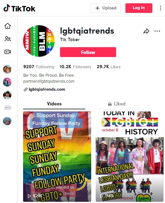 TikTok LGBTQIAtrends account viral videos